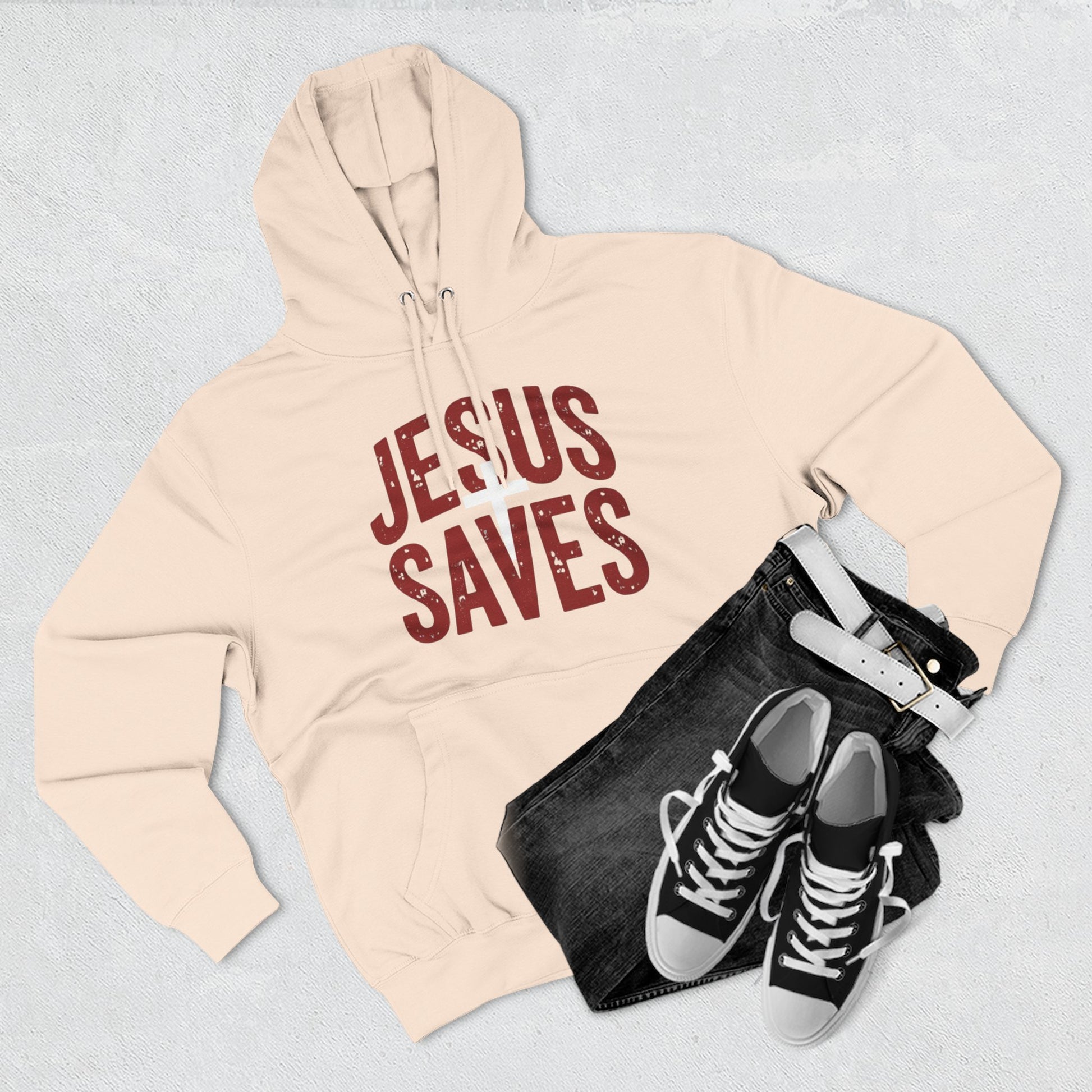 Jesus Saves Hoodie — Vintage Faith Pullover for Christians