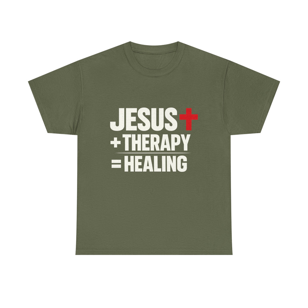 "Jesus + Therapy = Healing" - Modern Christian Streetwear T-Shirt