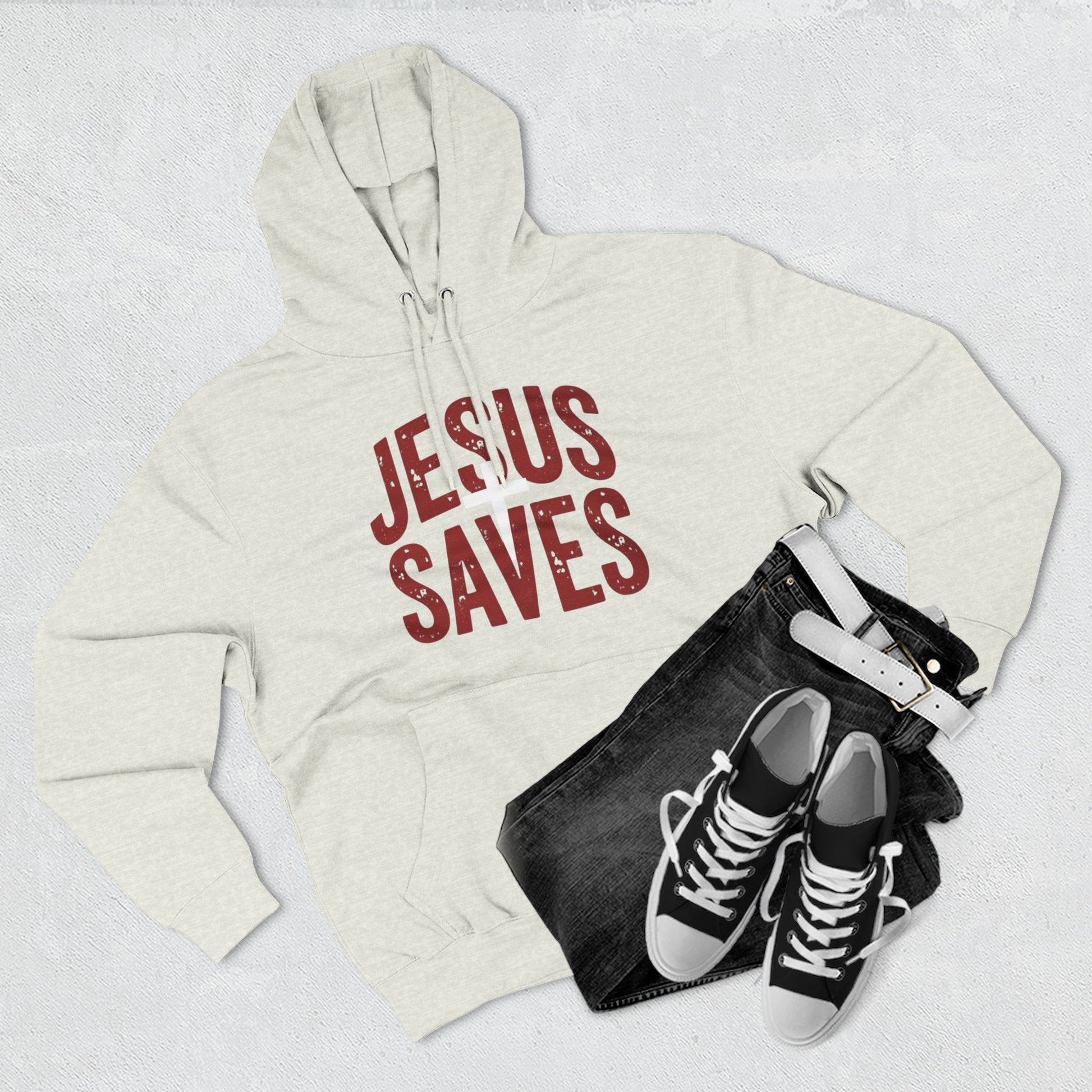 Jesus Saves Hoodie — Vintage Faith Pullover for Christians