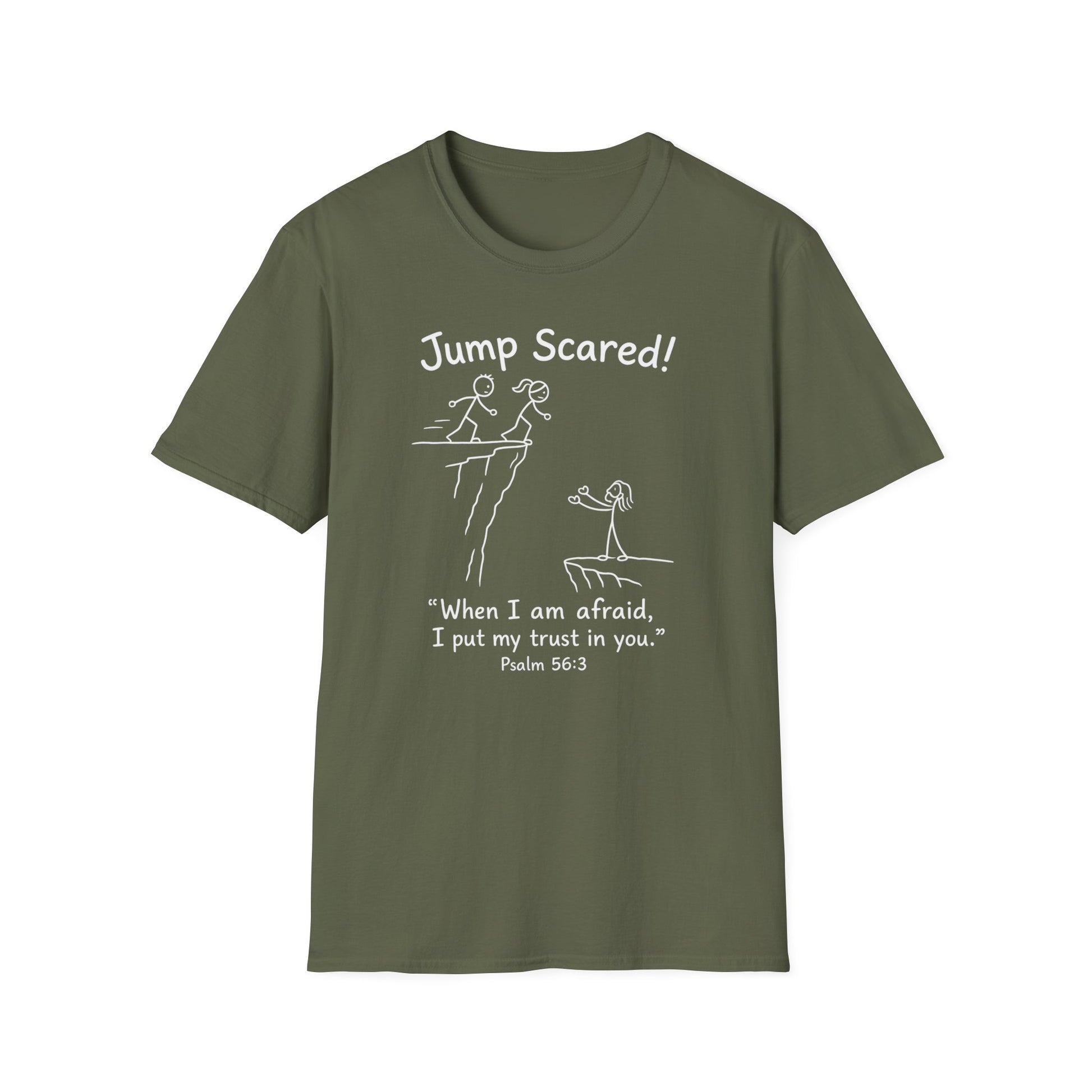 "Jump Scared!” Inspirational Christian Tee (Psalm 56:3)